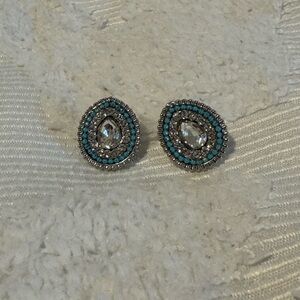 Francesca’s Silver and Blue Teardrop Earrings